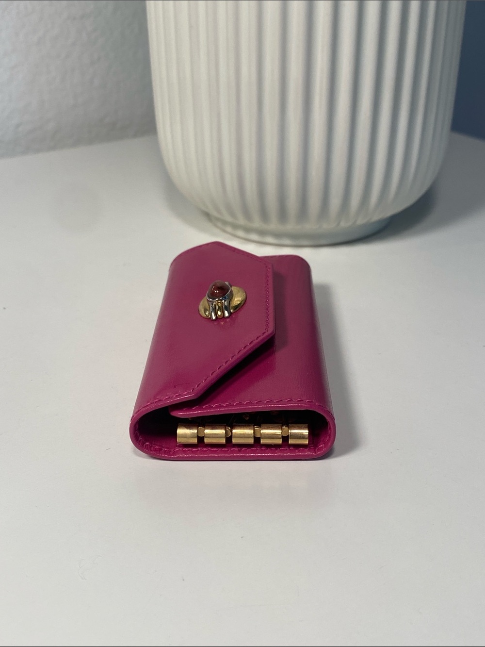 NIB Vintage GUCCI Cabuchon Leather Key Holder Case - Picture 7 of 10